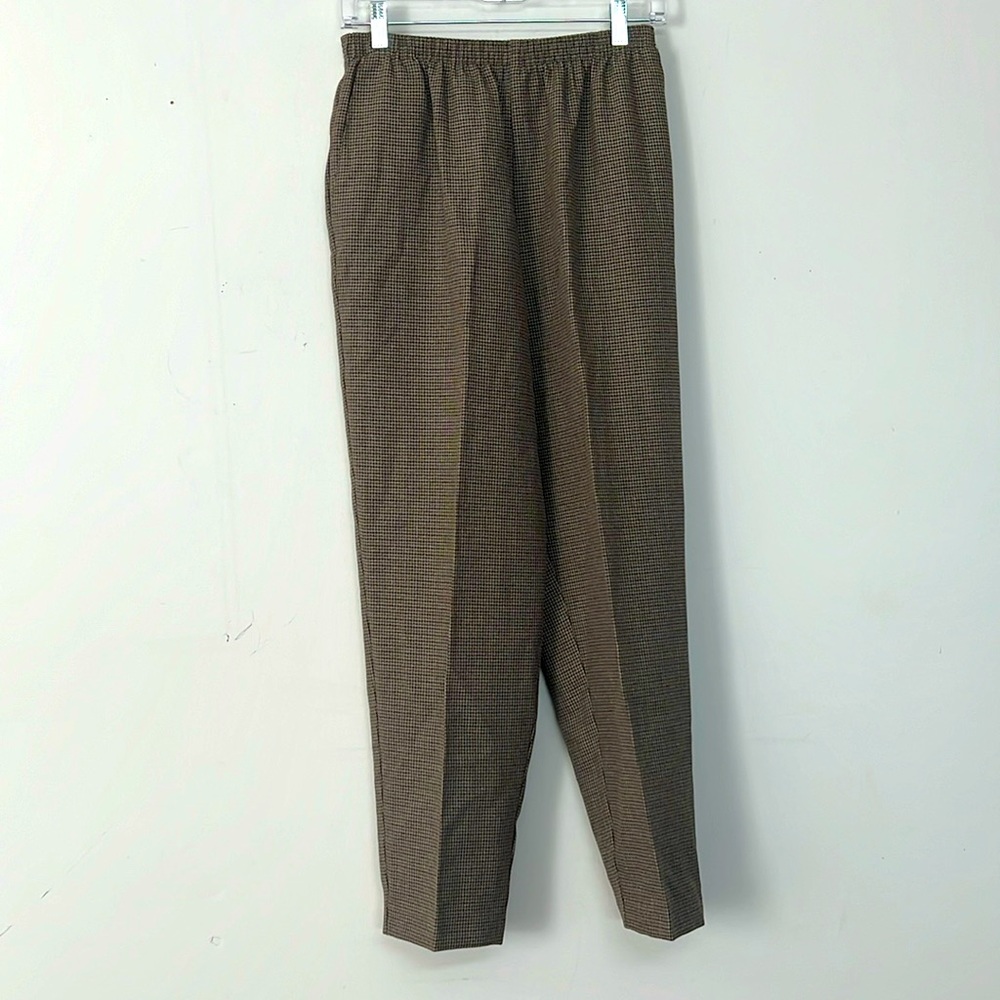 🌞 Alfred Dunner Petite houndstooth elastic high waist dress pants women size 10P